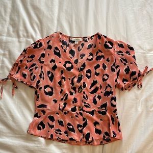 Topshop Cheetah Print Blouse